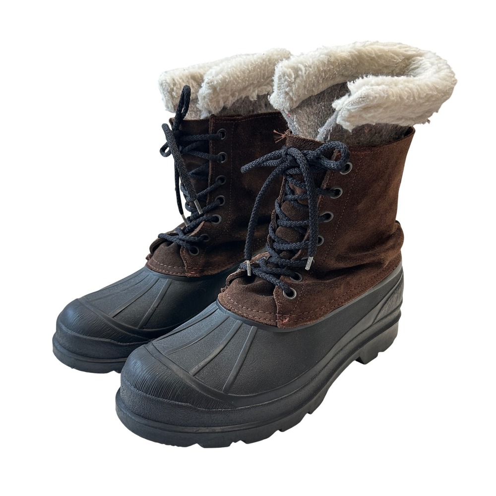 Kamik Wool Duck Boots Winter Snow‎ Boots Lace Up Warm Brown Black Mens Size 9